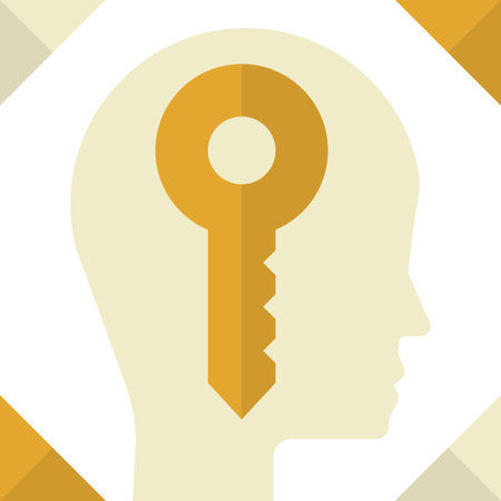 head and key illustration in minimal style isolated on backgroundのイラスト素材