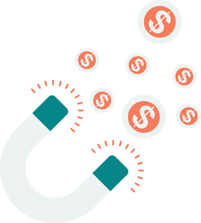 money magnet illustration in minimal style isolated on backgroundのイラスト素材