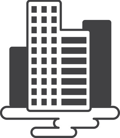 buildings and city illustration in minimal style isolated on backgroundのイラスト素材