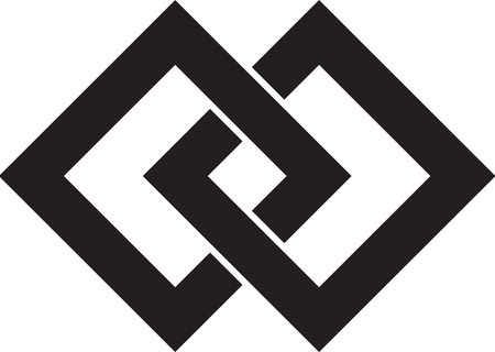 Abstract crossed square logo illustration in trendy and minimal style isolated on backgroundのイラスト素材