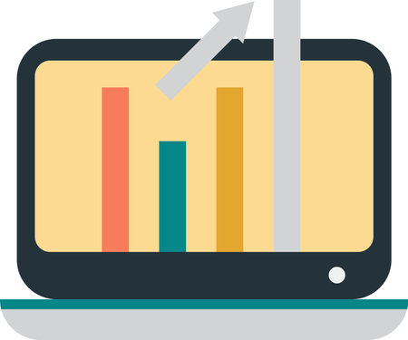 laptop and stock chart illustration in minimal style isolated on backgroundのイラスト素材