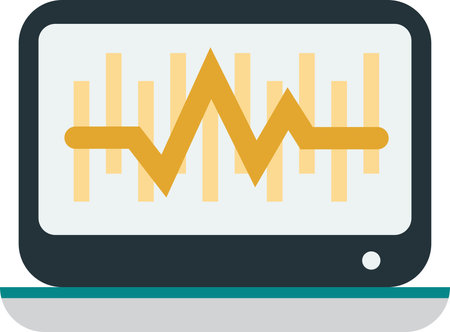 laptop and stock chart illustration in minimal style isolated on backgroundのイラスト素材