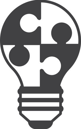 light bulb with jigsaw illustration in minimal style isolated on backgroundのイラスト素材