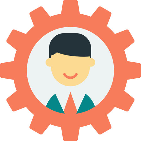 businessman and cog illustration in minimal style isolated on backgroundのイラスト素材