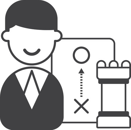 businessman and strategy illustration in minimal style isolated on backgroundのイラスト素材