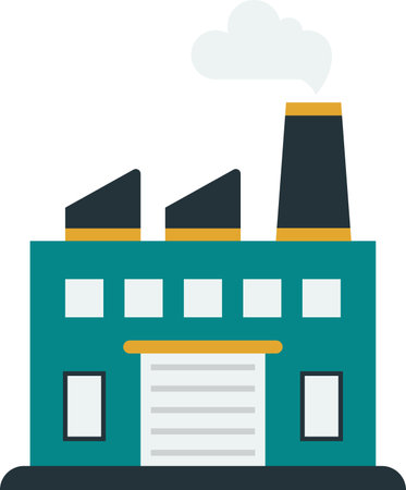 factory building illustration in minimal style isolated on backgroundのイラスト素材