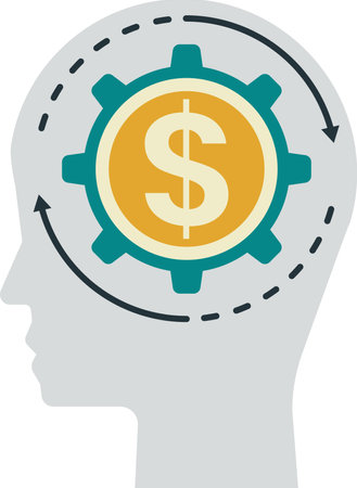 human head and cog illustration in minimal style isolated on backgroundのイラスト素材