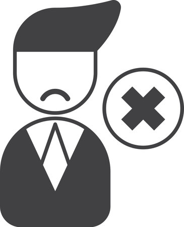 businessman and wrong sign illustration in minimal style isolated on backgroundのイラスト素材