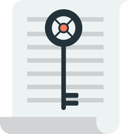 contract paper and keys illustration in minimal style isolated on backgroundのイラスト素材