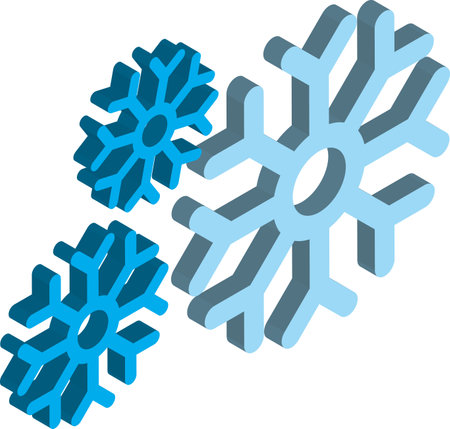 snow and snowflakes illustration in 3D isometric style isolated on backgroundのイラスト素材