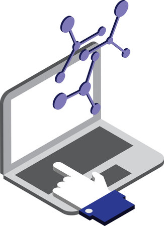 laptop and connection illustration in 3D isometric style isolated on backgroundのイラスト素材