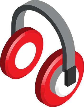 over ear headphones illustration in 3D isometric style isolated on backgroundのイラスト素材