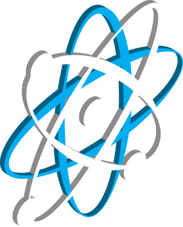 atoms and molecules illustration in 3D isometric style isolated on backgroundのイラスト素材