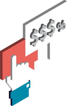 index finger and finance illustration in 3D isometric style isolated on backgroundのイラスト素材