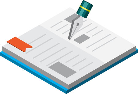 a book written by a pen illustration in 3D isometric style isolated on backgroundのイラスト素材