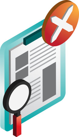 Reports and wrong marks illustration in 3D isometric style isolated on backgroundのイラスト素材