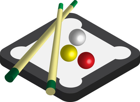 snooker illustration in 3D isometric style isolated on backgroundのイラスト素材