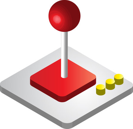 Red Handle control for game illustration in 3D isometric style isolated on backgroundのイラスト素材
