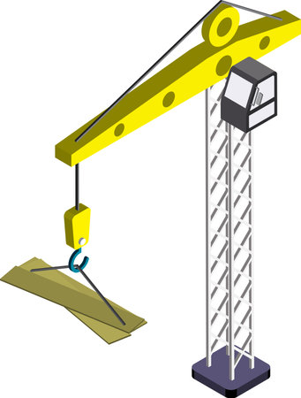 construction crane illustration in 3D isometric style isolated on backgroundのイラスト素材