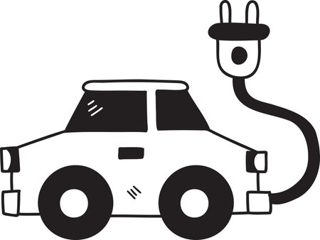 Hand Drawn cars and power plugs illustration isolated on backgroundのイラスト素材
