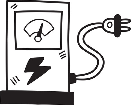 Hand Drawn electric charging station illustration isolated on backgroundのイラスト素材
