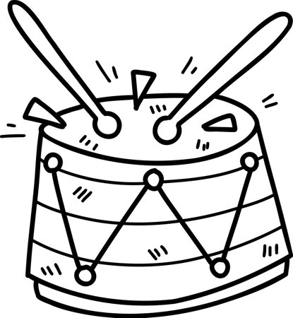 Hand Drawn drum party illustration isolated on backgroundのイラスト素材