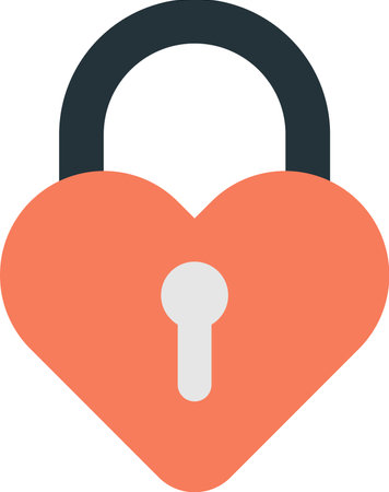 heart shaped lock illustration in minimal style isolated on backgroundのイラスト素材