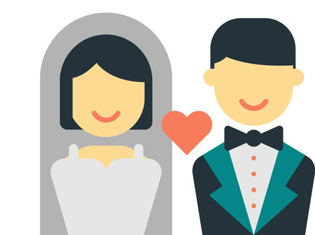 bride and groom illustration in minimal style isolated on backgroundのイラスト素材