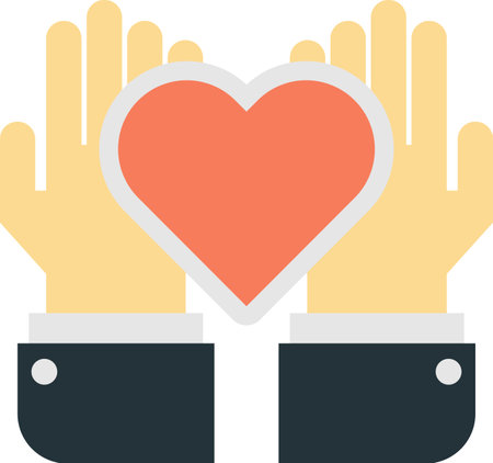 hand and heart illustration in minimal style isolated on backgroundのイラスト素材
