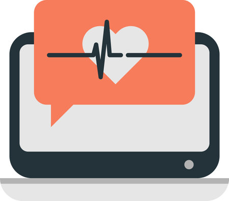 laptop and heart illustration in minimal style isolated on backgroundのイラスト素材