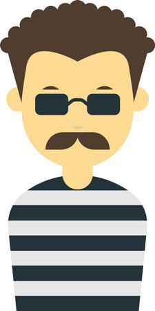 thief man illustration in minimal style isolated on backgroundのイラスト素材