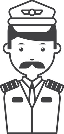 male pilot illustration in minimal style isolated on backgroundのイラスト素材
