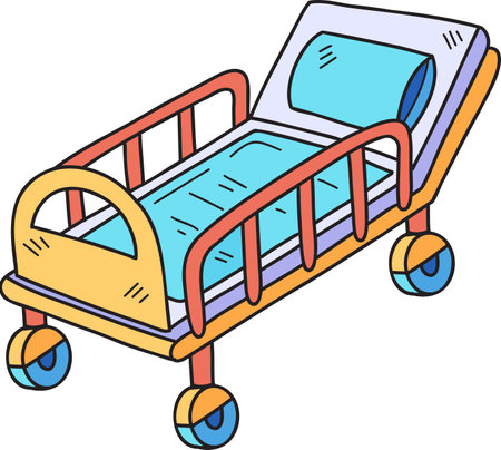 Hand Drawn patient bed illustration isolated on backgroundのイラスト素材