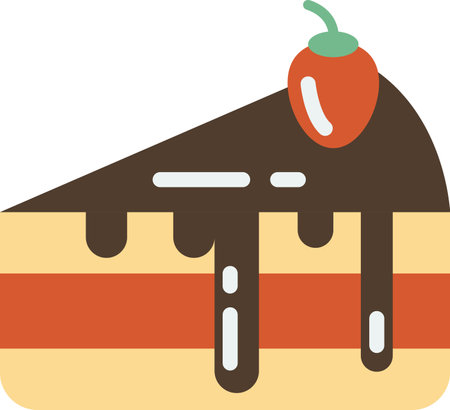 Chocolate Cake with Strawberries illustration in minimal style isolated on background