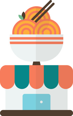 noodle shop building illustration in minimal style isolated on backgroundのイラスト素材