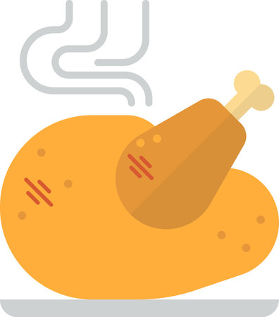 pan roasted turkey illustration in minimal style isolated on backgroundのイラスト素材