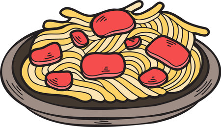 Hand Drawn noodle Chinese and Japanese food illustration isolated on backgroundのイラスト素材