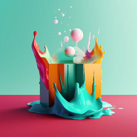 illustration of acrylic color splash in trending color palette for advertising with Generative AIの素材