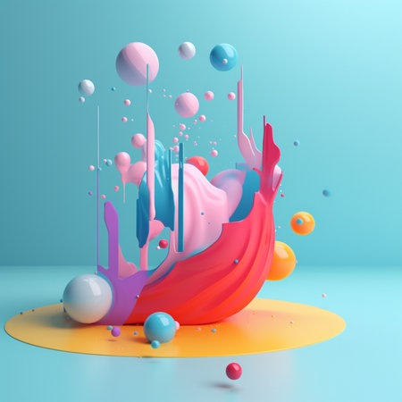 illustration of acrylic color splash in trending color palette for advertising with Generative AIの素材