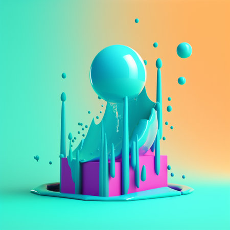 illustration of acrylic color splash in trending color palette for advertising with Generative AIの素材