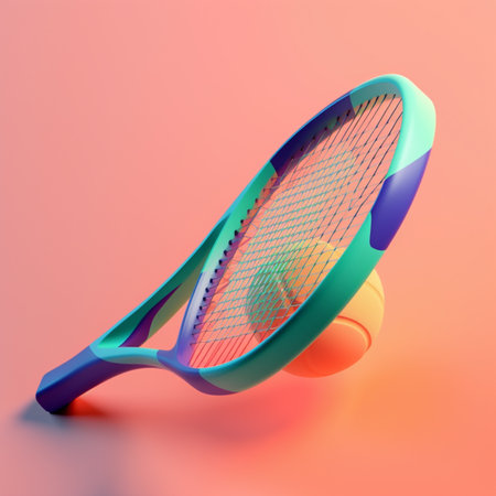 illustration of Tennis racket in sports concept in trending color palette for advertising with Generative AIの素材