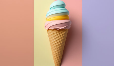 illustration of Ice cream cone in summer concept with Generative AIの素材