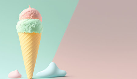 illustration of Ice cream cone in summer concept with Generative AIの素材