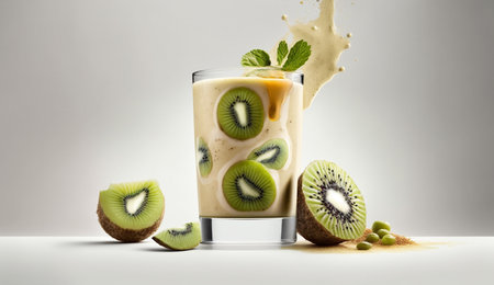illustration of Kiwi Smoothie product shot with Generative AIの素材
