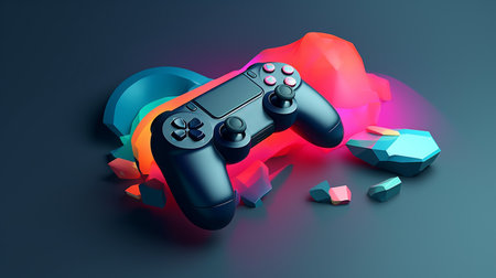 illustration of Gaming controller in trending color palette with Generative AIの素材