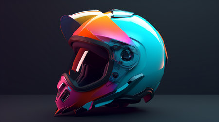illustration of helmet in trending color palette with Generative AIの素材