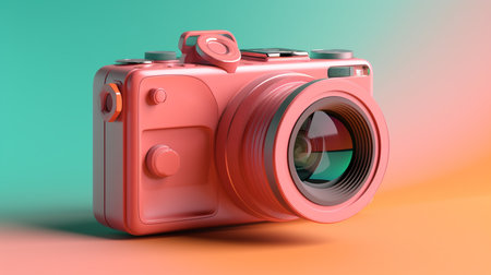 illustration of digital camera in abstract style in trending color palette with Generative AIの素材