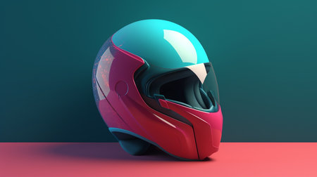 illustration of helmet in trending color palette with Generative AIの素材