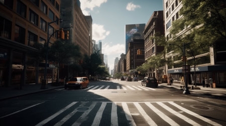 illustration of outdoor or exterior Busy streets with Generative AIの素材