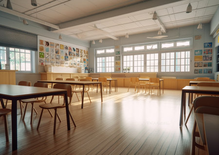 illustration of indoor or interior modern school with Generative AIの素材